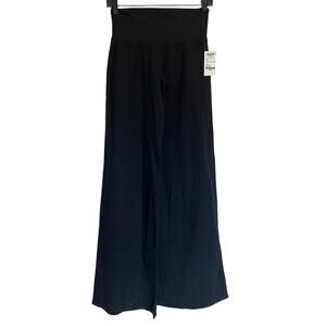 Hard Tail Flat Waist Seersucker Fabric Wide Leg Black Pants Size Small